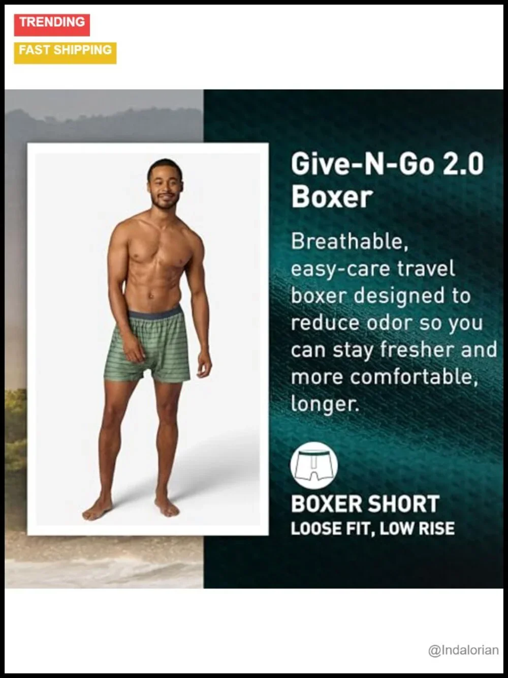 Men's Travel Boxer Underwear Breathable Nylon Blend Medium